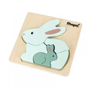 Puzzle en bois lapin Céladon/Sauge