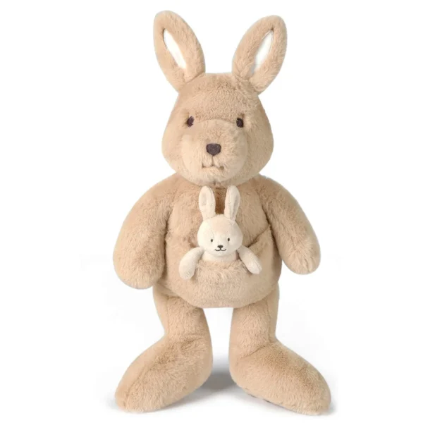 Peluche ultra douce kangourou & son bébé 50 cm – Beige - Image 6