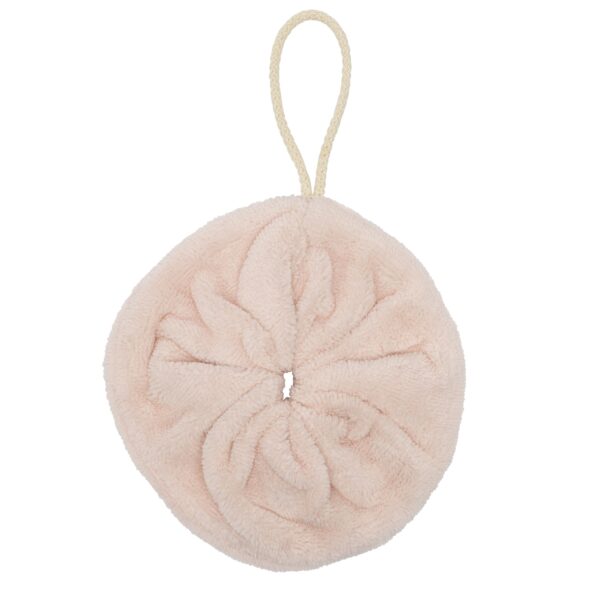 Fleur de douche enfant en éponge bambou rose blush