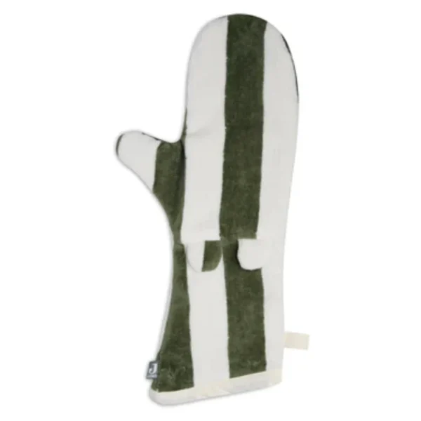 Gant de toilette éponge Stripe Leaf Green GOTS