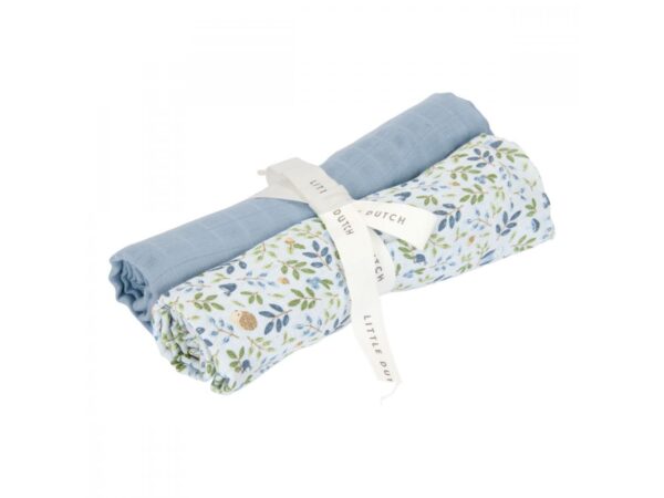 Langes Gaze de Coton mousseline 70 x 70 Forest Adventure & Denim Blue