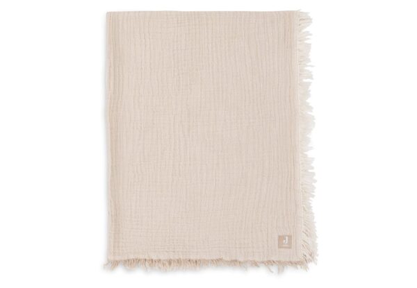 Couverture Gaze de coton 120x120 Fringe Stripe Biscuit – Image 2