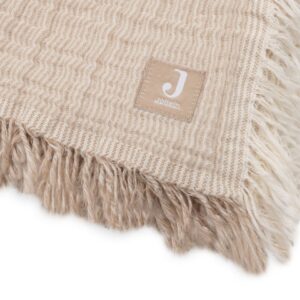 Couverture Gaze de coton 120x120 Fringe Stripe Biscuit