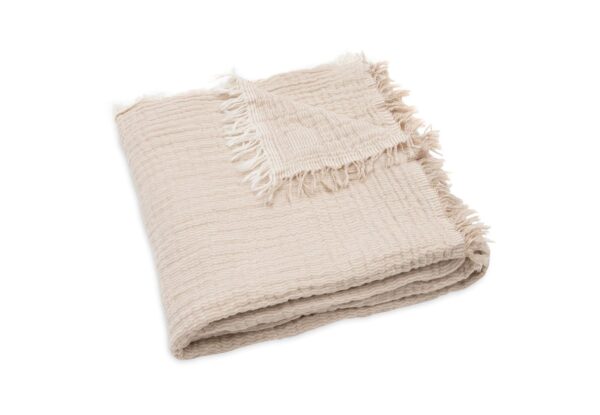 Couverture Gaze de coton 120x120 Fringe Stripe Biscuit – Image 5