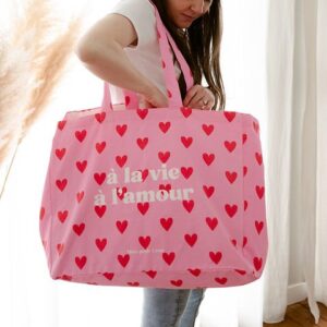 Cabas XXL Coeur Rose Rouge À LA VIE À L'AMOUR