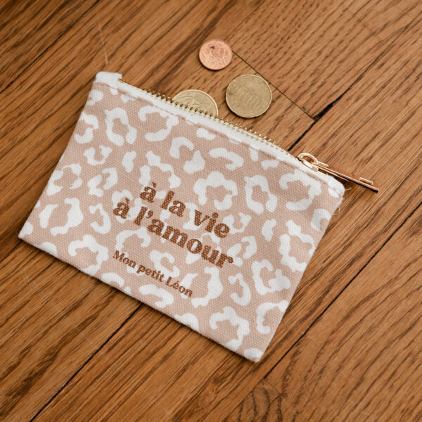 Porte-Monnaie Léopard Beige nude « A la vie à l’amour »