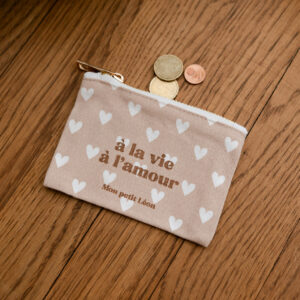 Porte-Monnaie Cœur Beige nude « A la vie à l’amour »