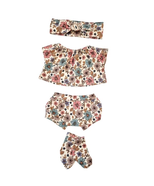 Ensemble 4 pièces fleuri pour poupée – Image 2