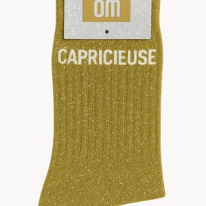 Chaussettes à Paillettes à Message "Capricieuse" - Moutarde