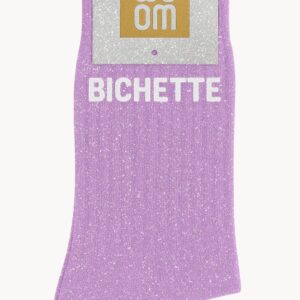 Chaussettes à Paillettes à Message "Bichette" - Purple Drama