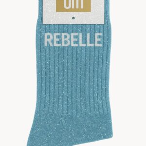 Chaussettes à Paillettes à Message "Rebelle" - Bleu Turquoise