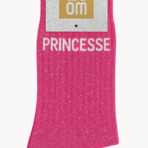 Chaussettes à Paillettes à Message "Princesse" - Rose Fuschia