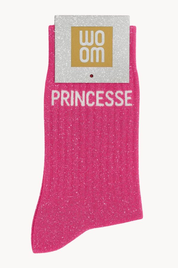 Chaussettes à Paillettes à Message "Princesse" - Rose Fuschia