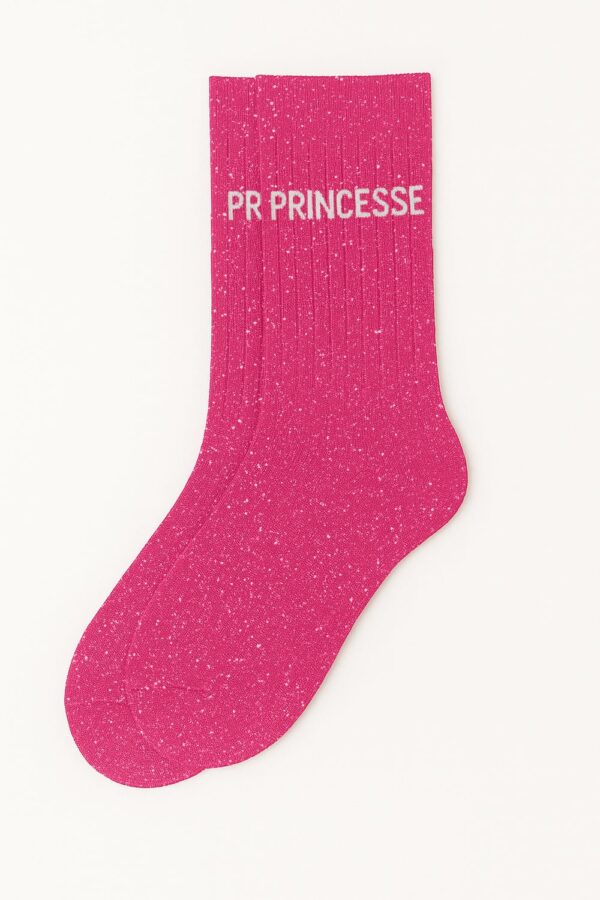 Chaussettes à Paillettes à Message "Princesse" - Rose Fuschia – Image 4