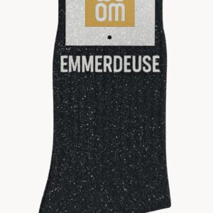 Chaussettes à Paillettes à Message "Emmerdeuse" - Noir