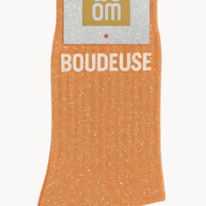 Chaussettes à Paillettes à Message "Boudeuse" - Abricot