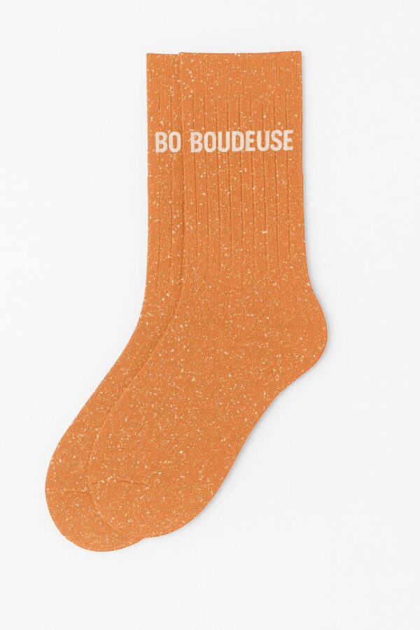Chaussettes à Paillettes à Message "Boudeuse" - Abricot – Image 2