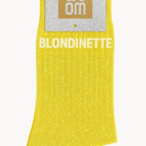 Chaussettes à Paillettes à Message "Blondinette" - Jaune