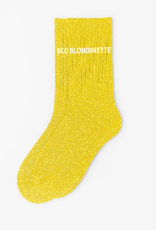 Chaussettes à Paillettes à Message "Blondinette" - Jaune – Image 2