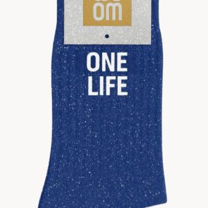 Chaussettes à Paillettes à Message "One Life" - Bleu Electrique