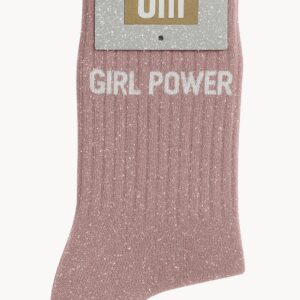 Chaussettes à Paillettes à Message "Girl Power" - Rose Gold
