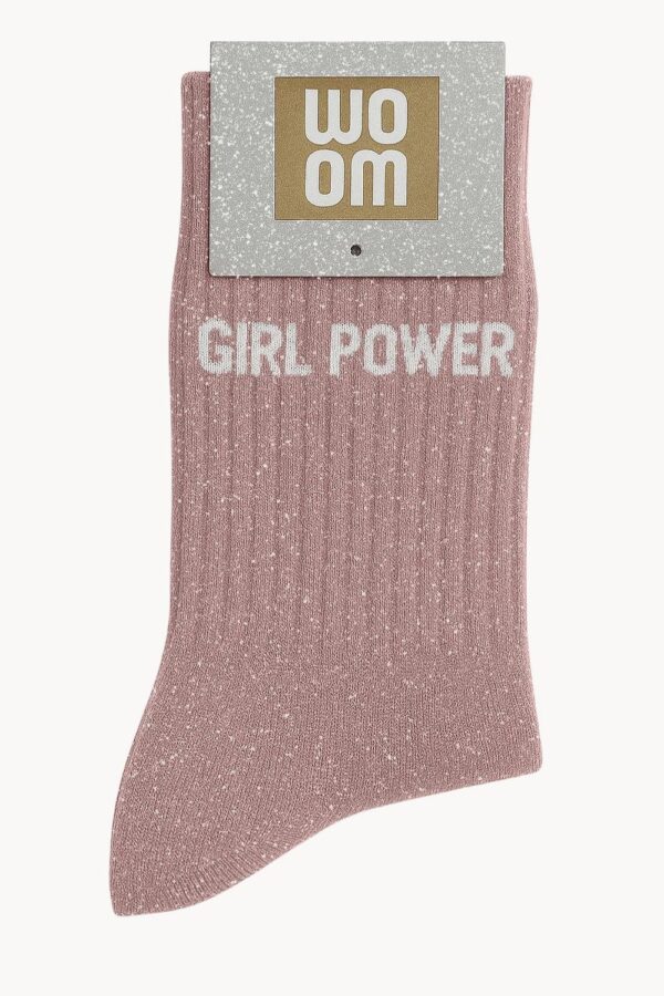 Chaussettes à Paillettes à Message "Girl Power" - Rose Gold