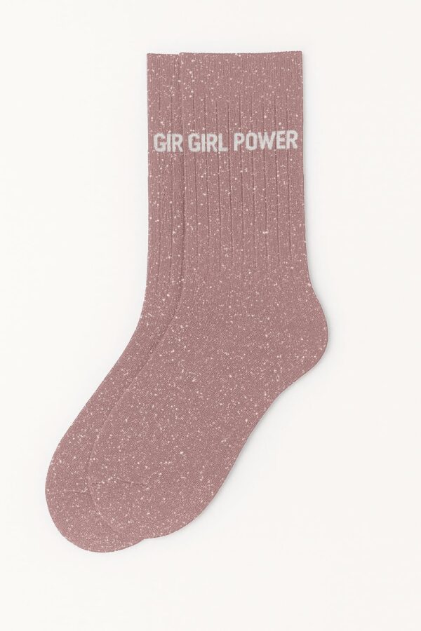 Chaussettes à Paillettes à Message "Girl Power" - Rose Gold – Image 2
