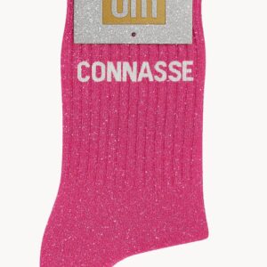 Chaussettes à Paillettes à Message "Connasse" - Rose Fuschia