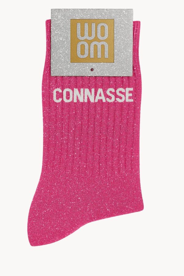 Chaussettes à Paillettes à Message "Connasse" - Rose Fuschia