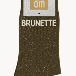 Chaussettes à Paillettes à Message "Brunette" - Kaki