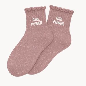 Chaussettes à Paillettes enfant 3/6 ans "Girl Power" - Rose Gold