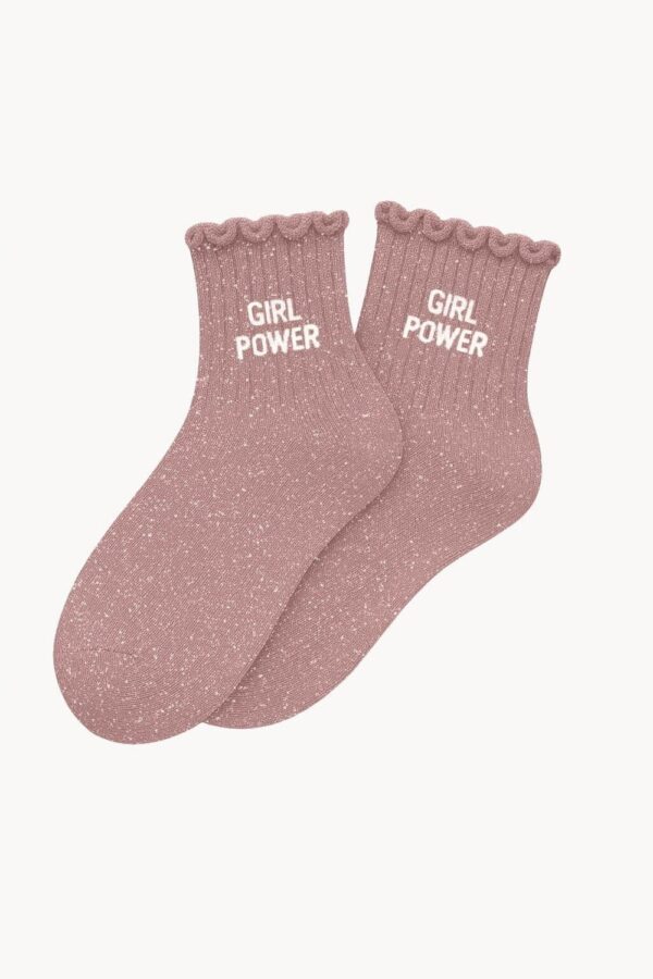 Chaussettes à Paillettes enfant 3/6 ans "Girl Power" - Rose Gold