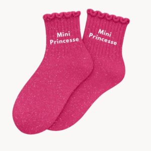 Chaussettes à Paillettes enfant 3/6 ans "Mini Princesse" - Rose Fuschia