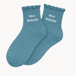Chaussettes à Paillettes enfant 3/6 ans "Mini Rebelle" - Bleu Turquoise