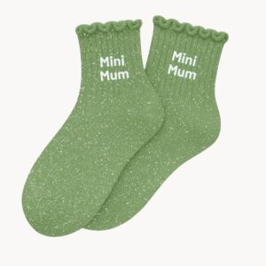 Chaussettes à Paillettes enfant 3/6 ans "Mini Mum" - Vert amande