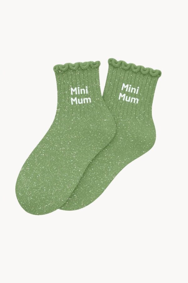Chaussettes à Paillettes enfant 3/6 ans "Mini Mum" - Vert amande