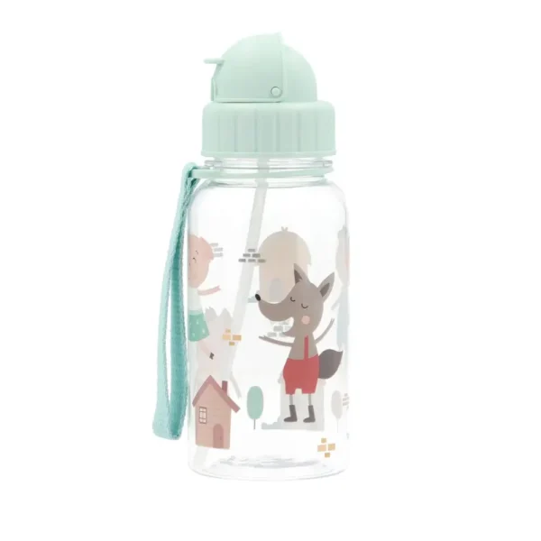 Gourde avec paille Les Trois Petits Cochons personnalisable