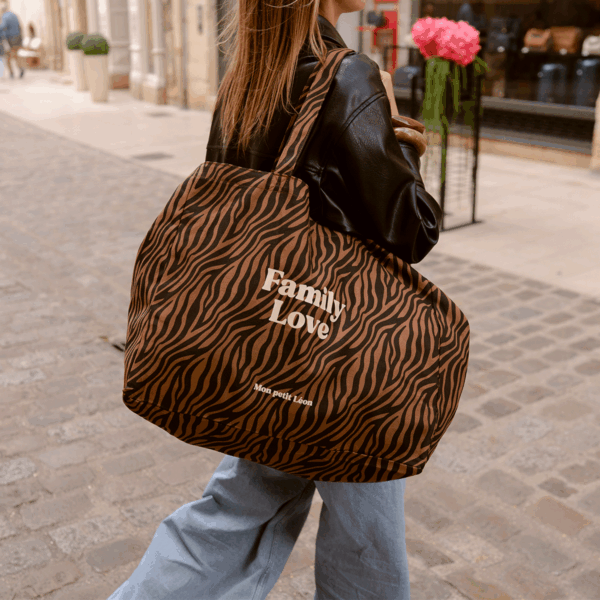Cabas XXL Zèbre foncé Family Love – Image 3
