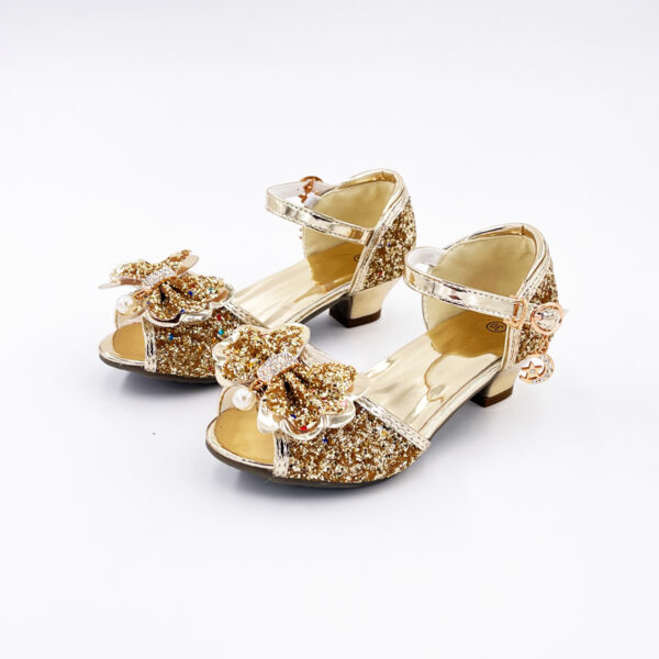 Mules à Nœuds et Paillettes Dorées