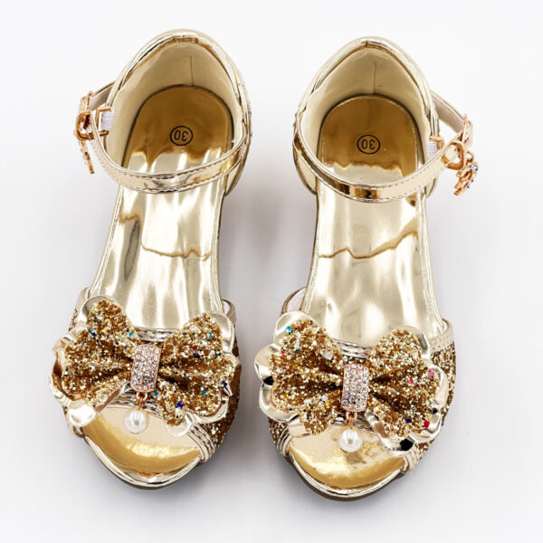 Mules à Nœuds et Paillettes Dorées – Image 2