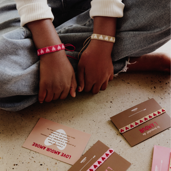 Bracelet en perles Or/Rouge – Image 2