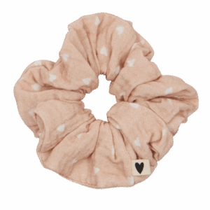 Chouchou gaze de coton beige petits cœurs