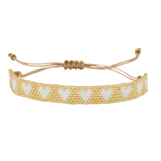 Bracelet en perles Or/Blanc – Image 3