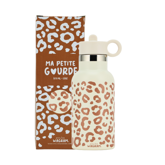 Gourde acier inox crème léopard
