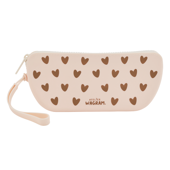 Trousse en silicone coeur crème – Image 2