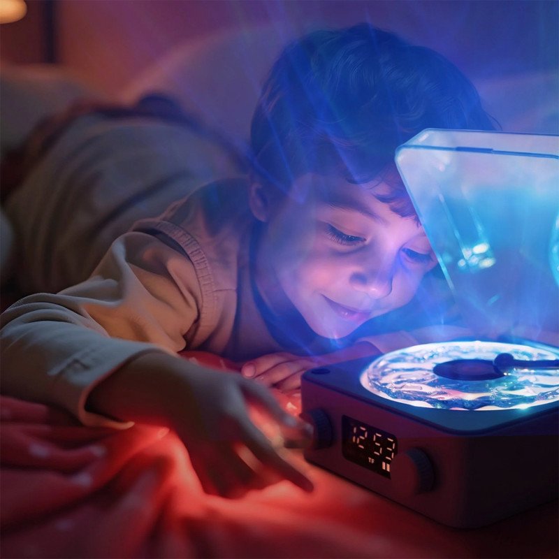 Veilleuse tourne-disque sensoriel magic wave Rose – Image 3