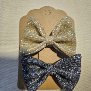 Lot de 2 mini pinces dorées et noires pailletées