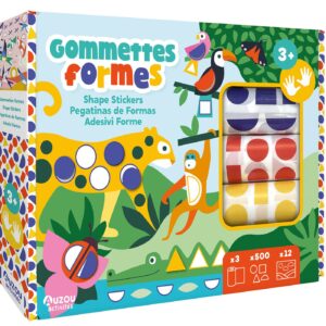 Gommettes formes - 3 ROULEAUX DE 500 GOMMETTES ET 12 DÉCORS