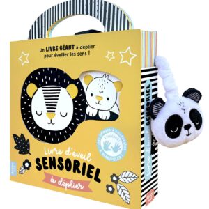 LIVRE D'ÉVEIL SENSORIEL À DÉPLIER EN NOIR ET BLANC