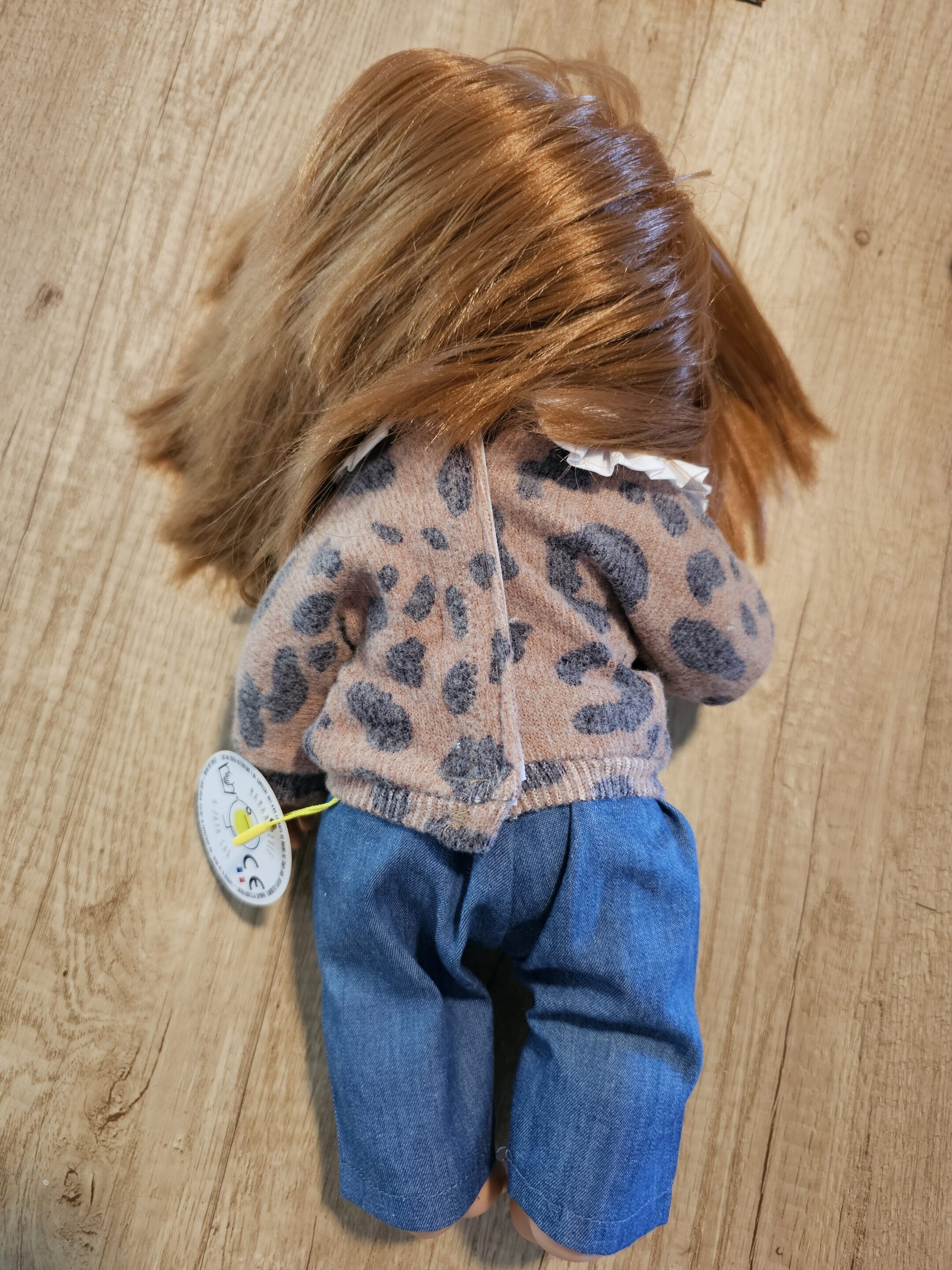 Vêtements poupée Sweat léopard col claudine et pantalon jean – Image 4